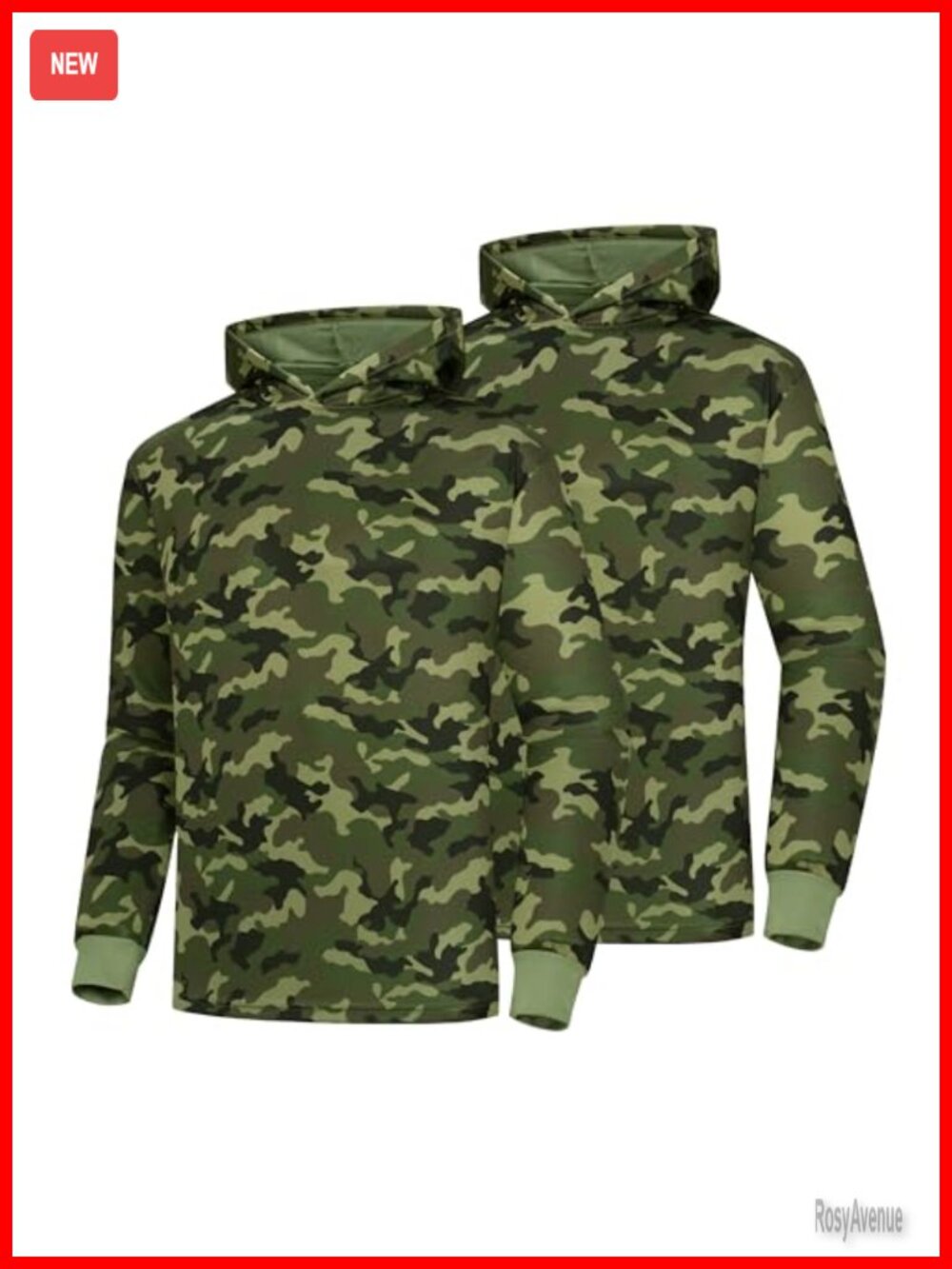 Men's UPF 50+ Sun Hoodie Rash Guard Camo Lightweight 2 Pack
